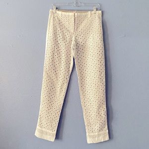 Trina Turk eyelet cotton pant size S white